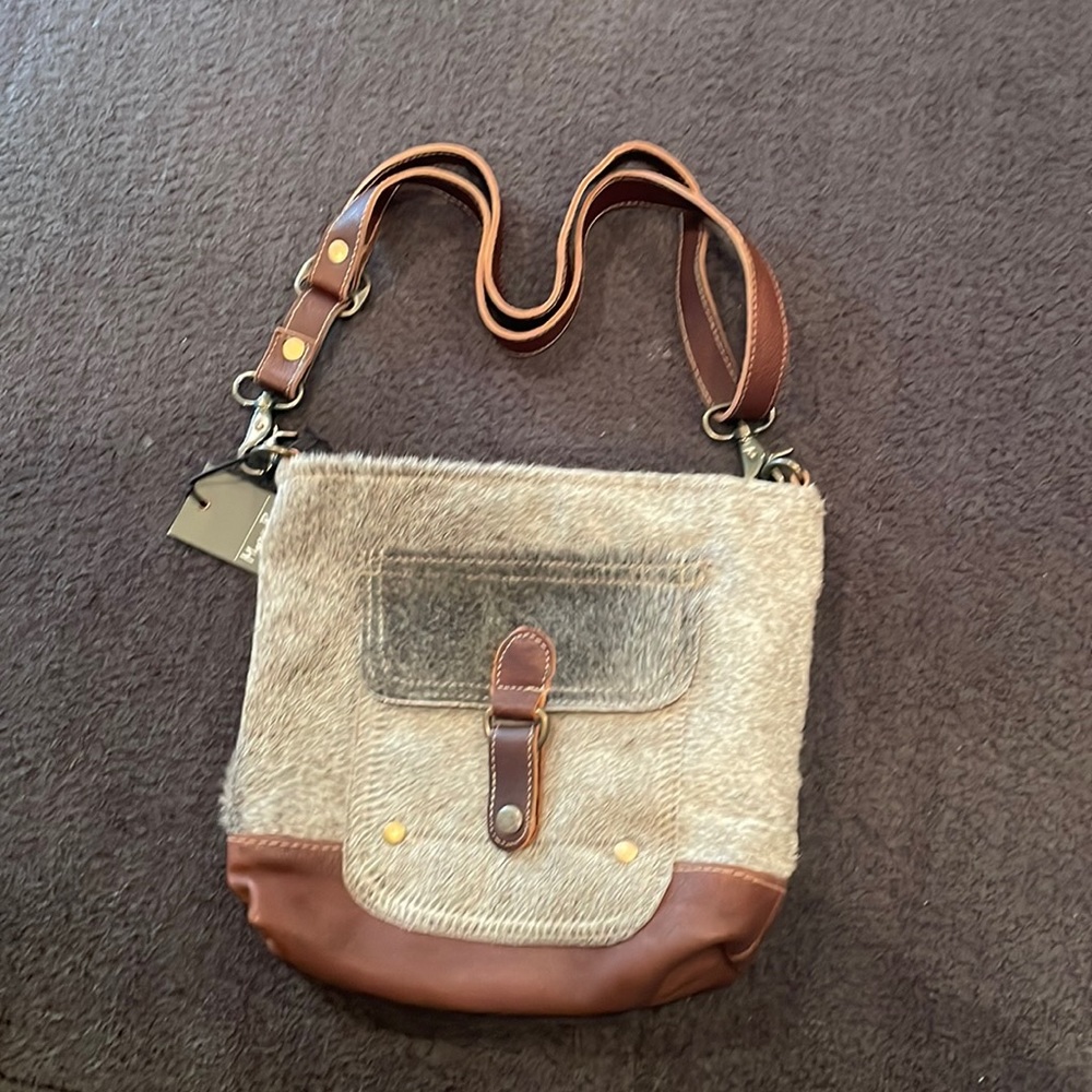 Myra bag grey cowhide w/front pocket